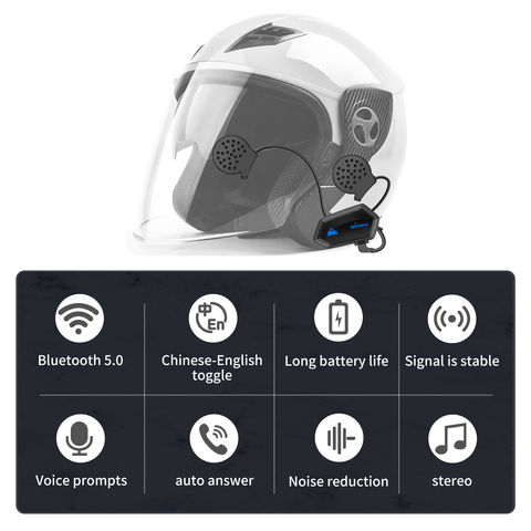  Auriculares para casco de motocicleta, casco de motocicleta,  intercomunicador Bluetooth, sistema de comunicación, auriculares Bluetooth  con micrófono, capacidad de batería de 450 mAh : Electrónica