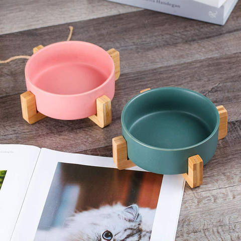 Buy Wholesale China Green Ceramic Cat Dog Bowl Dish With Wood Stand No  Spill Pet Food Water Feeder Cats Small Dogs & Pet Bowl at USD 2.99