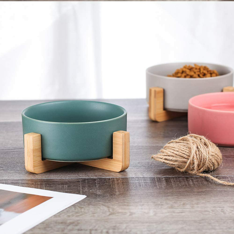 Green Ceramic Bowl Cat Feeder, Cat Bowl, Cat Food Bowl, Cat Bowl Stand