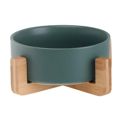 Ceramic Adjustable Elevated Raised Pet Bowl with Wood Stand for Cats and  Dogs No Spill Pet Food Water Feeder