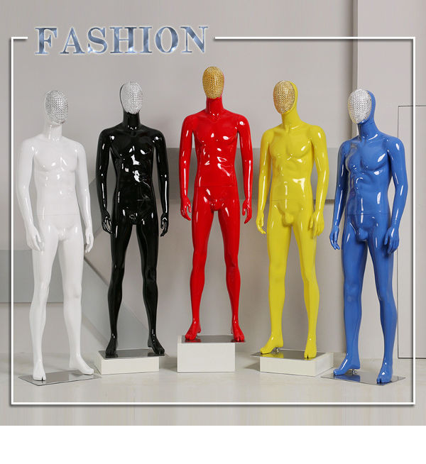 Faceless male display mannequin white color