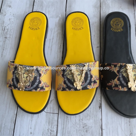 Versace Jeans Couture Purple Red Logo Baroque Flat Slip On Mule Sandals-7  for womens - Walmart.com