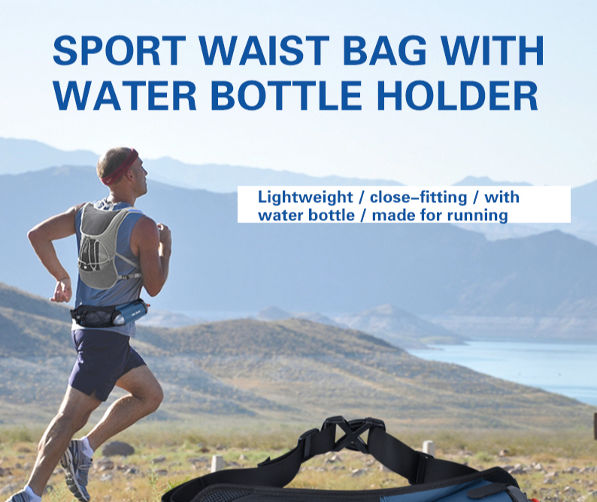 LIOOBO Hiking Waist Bag Fanny Pack with Water Bottle Holder for Men Women Running Dog Walking