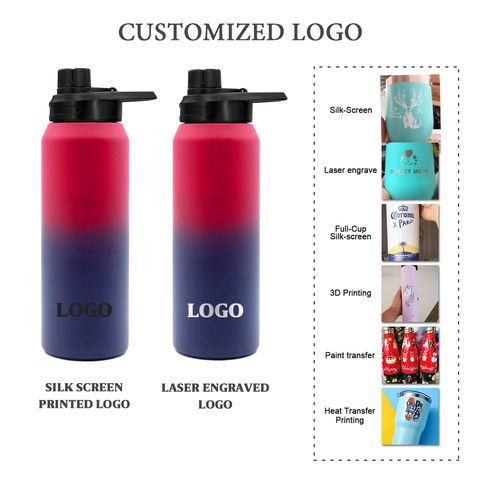 Bouteilles personnalisées promotionnelles, couvercle flexible, large ouverture, bouteilles d'eau de sport isothermes en acier inoxydable