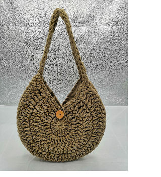 Compre Bolsas Redondas Hechas A Mano De Paja De Ganchillo, Bolsas