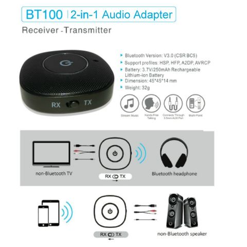 OEM Adaptador Receptor Bluetooth Transmisor Audio Auto Aux 3.5 mm
