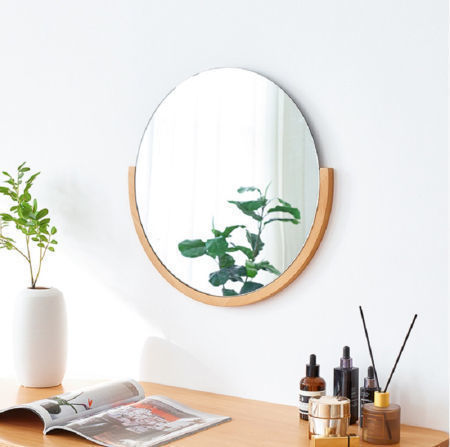 Bathroom mirror with solid wood frame Solid wood wall mirror Wood art mirror Wood products factory supplier