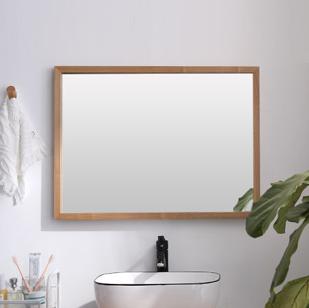 Bathroom mirror with solid wood frame Solid wood wall mirror Wood art mirror Wood products factory supplier
