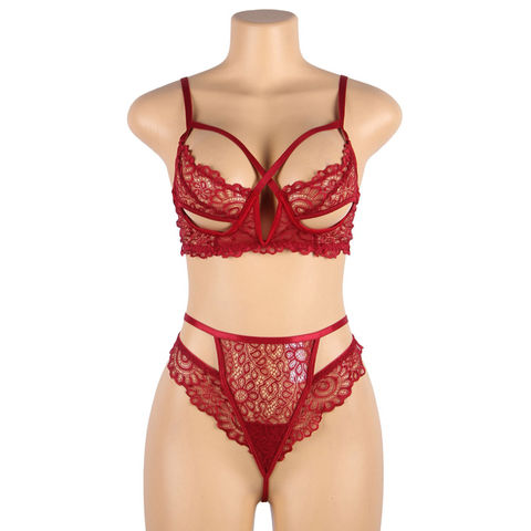 CUI Lace Lingerie Bra and Briefs for Women Sexy Lingerie Mesh Lingerie Set  (Size: 80C/36C, Colour: Red) : : Fashion