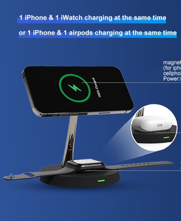 T269 3 in 1 Fast Wireless Charging Station with night lamp for