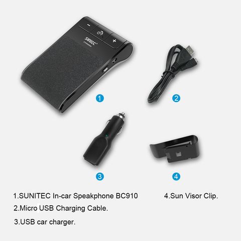 SUNITEC Kit Main Libre Voiture Bluetooth 5.0,Haut-Parleur 3W