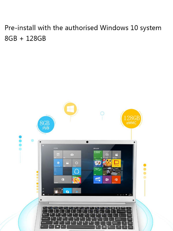 14.1inch Laptop Windows 11 Intel Celeron Quad core N4120 8+128GB 