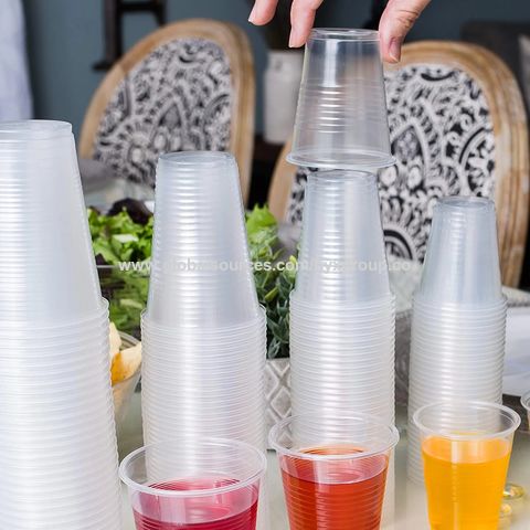 100 Gobelets en Plastique Jetables Transparents 7 Oz 180cc pour Barbecue, Fête, Boissons Froides et Chaudes