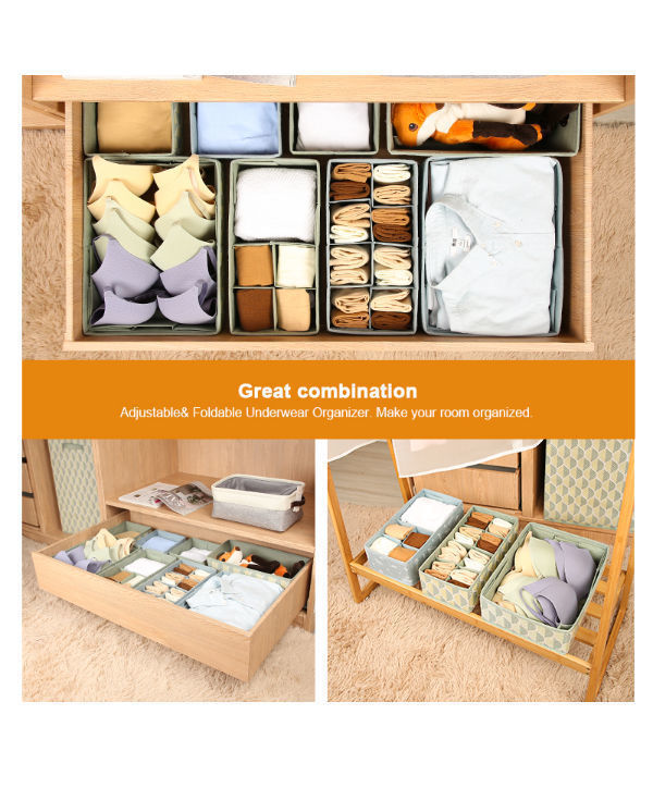 Adjustable 8grid sock organizer PP nonwoven closet drawer organizers