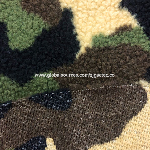 100%Polyester One Side Sherpa Fleece Fabric with Camouflage