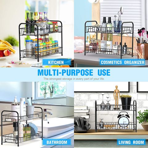 Kitchen Spice Rack, Sliding Spice Bottle Organizer, Double-layer  Multi-purpose Storage Shelf For Cupboard. Complete Set Of Seasoning Bottle  & Jar With Multi-layer Home Use Storage Rack, Spice Box. Iron Art  Multi-purpose Cupboard