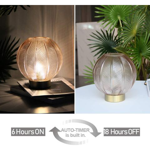 Battery Operated Table Lamp with Timer, Cordless Table Lamps with LED Bulb, Battery Powered Lamp Nightlight, Small Table Lamps for Living Room Decorat