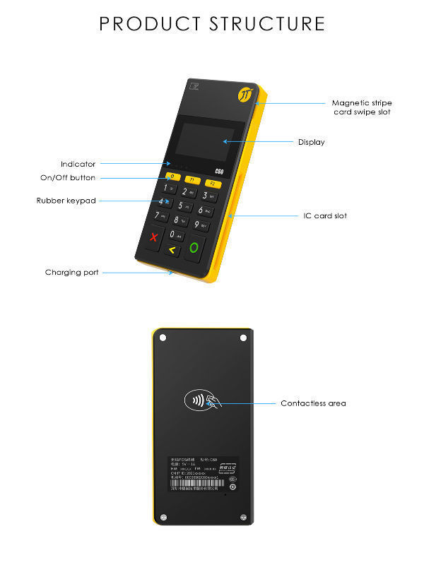 Pos Key Reader MPOS Terminal Smart Card Reader Portable Mobile POS Machine, Handheld ...