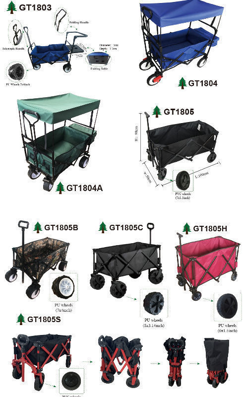 Folding Cart Collapsible Trolley Wheelbarrow for Beach Fishing Outdoor Camping Sports Garden Shopping Supplier