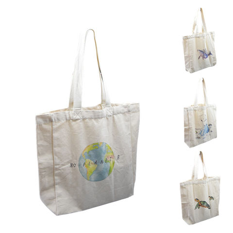Canvas Tote Bag With Pocket Custom Printed Logo Shopping