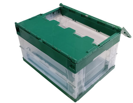 New Material Attached Lid Heavy Duty Nestable and Stackable Plastic Moving Tote  Box Wholesale - China Nestable Tote Crate, Attached Lid Containers