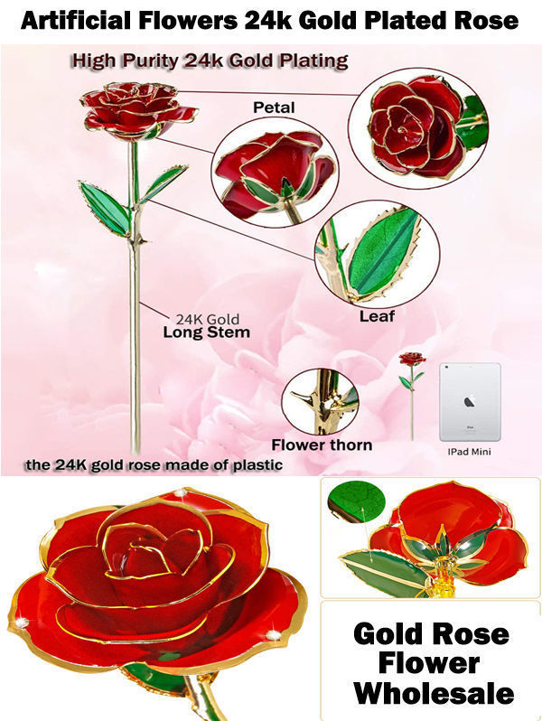 Rose Valentines Day Best Gifts For Her Womens Artificial Flower 24K Gold Foil