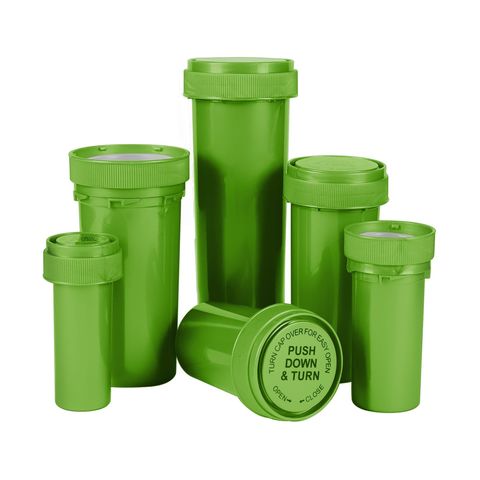 20 Pack Empty Pill Bottles with Pop Top Caps, 30 Dram Medicine Containers,  Prescription Vials with Lids (Green)