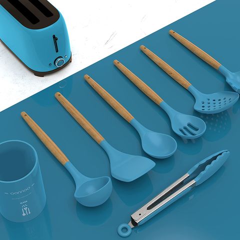 Juego de utensilios de cocina de silicona, juego de 26 piezas, silicona  antiadherente resistente al calor, utensilios de cocina con mango de acero