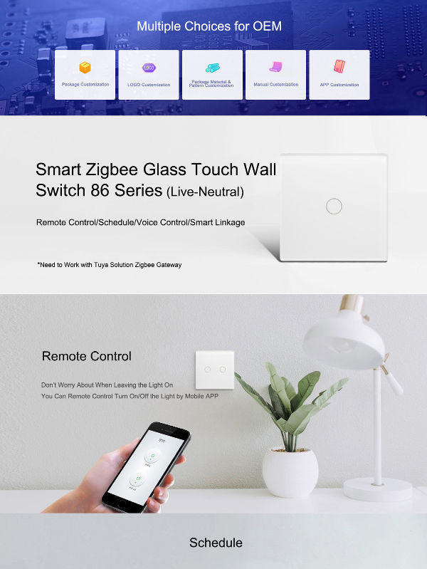 Tuya Smart Life british standard smart light switch glass switch on off