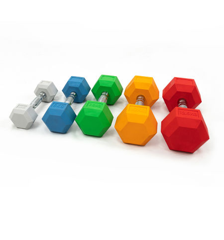 10kg Hex Dumbbell Coloful Rubber Coated Hexagon Chrome-Plated Handle Eco-Friendly supplier