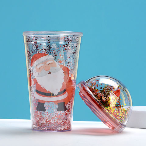 Christmas insulated tumblers with lid and straw, double wall, BPA FREE  (Santa Claus-Snowman)