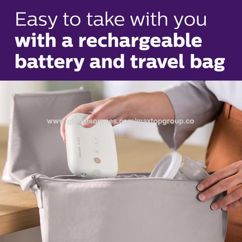 Bomba Tira Leite Elétrica Dupla Avançada com Tecnologia Natural Motion, Bolsa de Bomba Branca e Cinto, Transparente