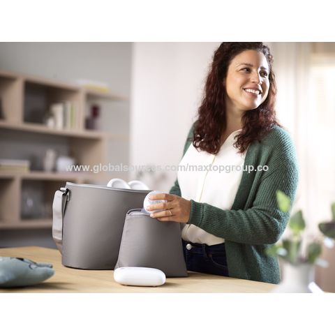Bomba Tira Leite Elétrica Dupla Avançada com Tecnologia Natural Motion, Bolsa de Bomba Branca e Cinto, Transparente