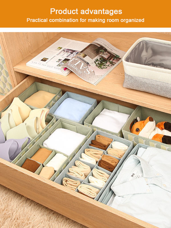 Adjustable 8grid sock organizer PP nonwoven closet drawer organizers