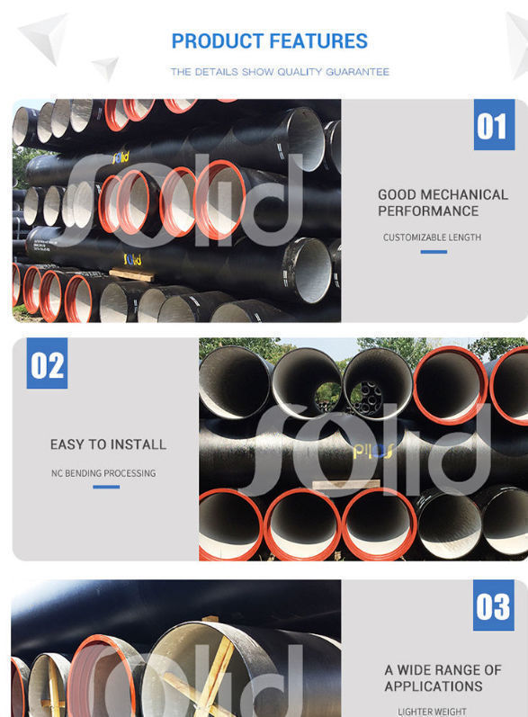 SO2531 K9 5.7m/6m Large Diameter Ductile Iron Water Pipes with EPDM