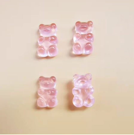 Hot Pink Resin Gummy Bear Beads, Charms, Candy Beads for Jewelry Makin