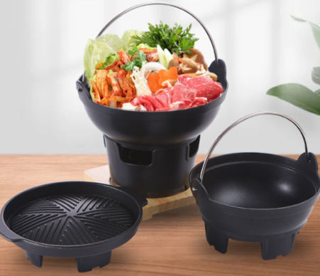 Japanese-Style Sukiyaki Pot Multi-Functional Cooking Seafood Bibimbap Fried  Rice Cake Non-Stick Barbecue - AliExpress