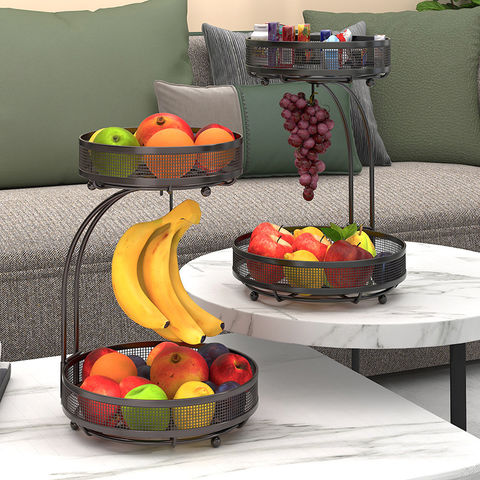 Kitchen 2 Tier Fruit Vegetable Storage Basket With Banana Hanger For  Kitchen Countertop $6.4 - Wholesale China 2 Tier Fruit Basket at Factory  Prices from Skylark Network Co., Ltd.