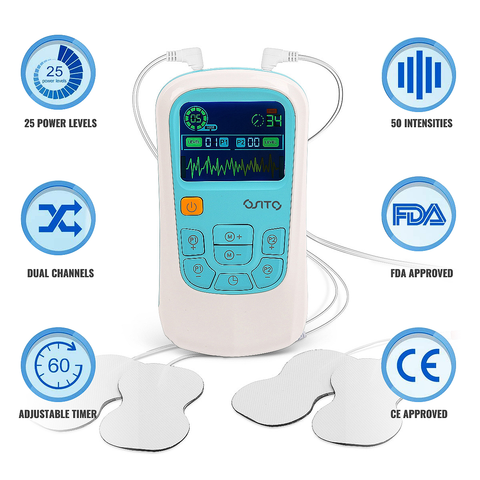 DOMAS TENS Unit Muscle Stimulator, Independent Channel TENS EMS Muscle  Stimulator with Adjustable Pulse Width and Frequency