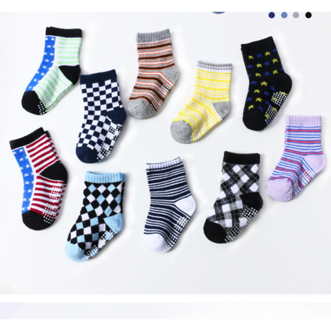12 Pairs Toddler Non Skid Socks With Grips Anti Slip Bottom. Cotton Non  Slip 