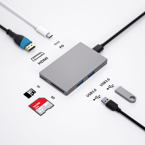 Adaptador multipuerto USB tipo C, Hub con 3 puertos USB 3,0, 4K, HDMI,  Compatible con red RJ45, Gigabit, 65W, USB C, PD para MacBook 