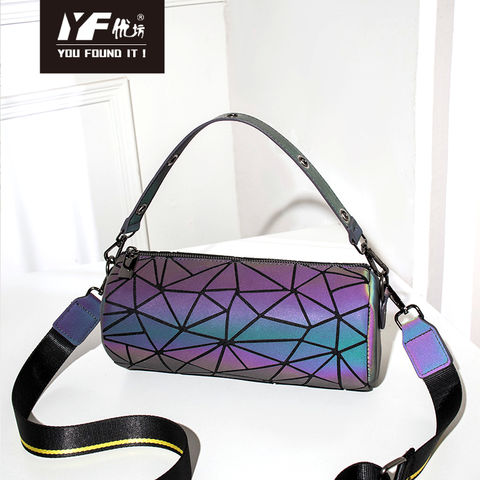 Geometric Luminous Purse And Wallet Women Holographic Reflective Purses  Cross