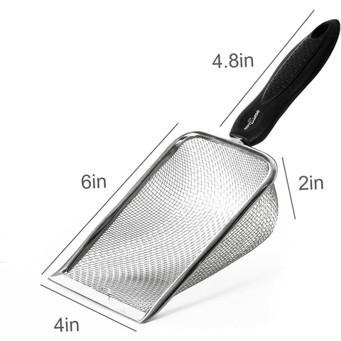 Small Mesh Stainless Steel Cat Litter Scoop Fine Mesh Metal Reptile Litter  Cleaner Scooper Non-stick Coated Metal Litter Scoop Fine Sand Litter Scoope