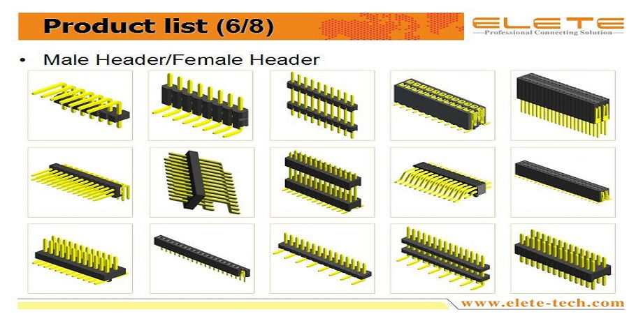 2.54mm pitch right angle type female pin headers, ELETE connectors 2 ...