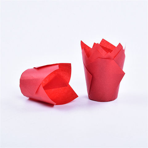 Tulip Muffin Copa Liner molde soporte herramienta papel envoltorio marrón natural rojo negro rosa amarillo