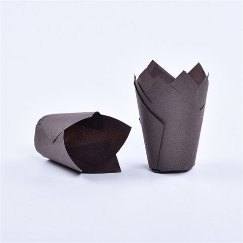 Tulip Muffin Copa Liner molde soporte herramienta papel envoltorio marrón natural rojo negro rosa amarillo
