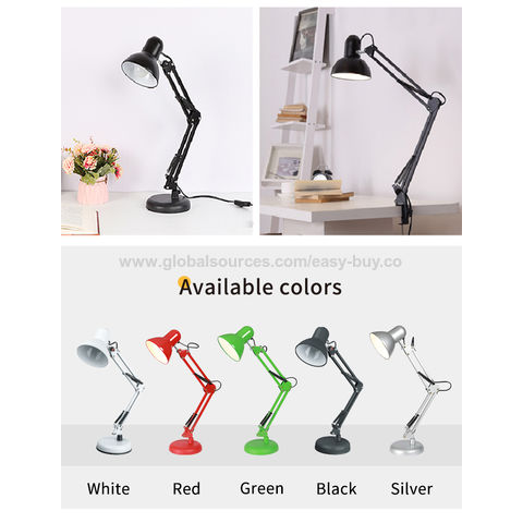 Lámpara de mesa con brazo oscilante SML, lámpara de escritorio clásica con bombilla incandescente y base de plástico