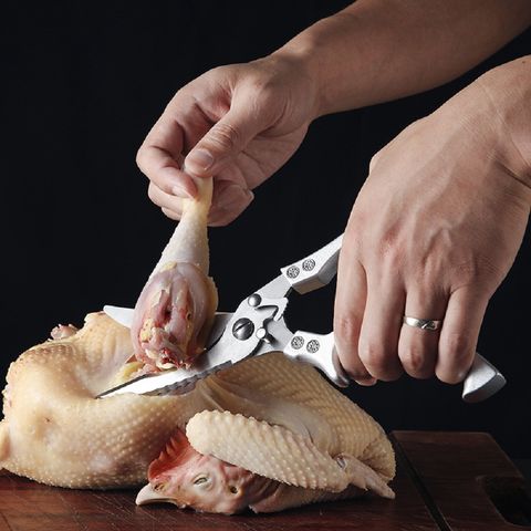 Ciseaux de cuisine avec poignées en métal pour le poulet, la volaille, le  poisson, la viande, les légumes, ciseaux à os tranchants en acier inoxydable