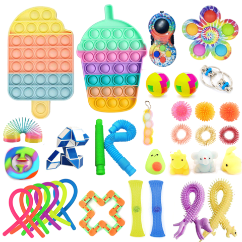 50 Pcs Fidget Toy Pack, Poppers Fidget Toy Set Box, Figitsss Pack Bubble Popping Sensory Toys, Pop Bulk Fidgets Kit Packages - Stress Relief Balls