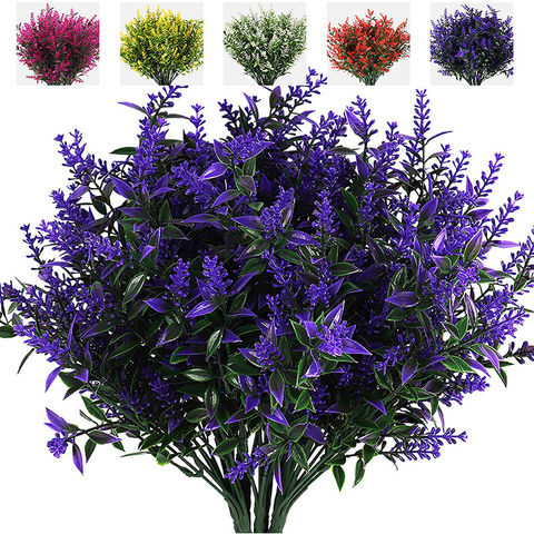 Artificial Lavender Flowers Outdoor Fake Plants Faux Plastic UV Resistant  Flower